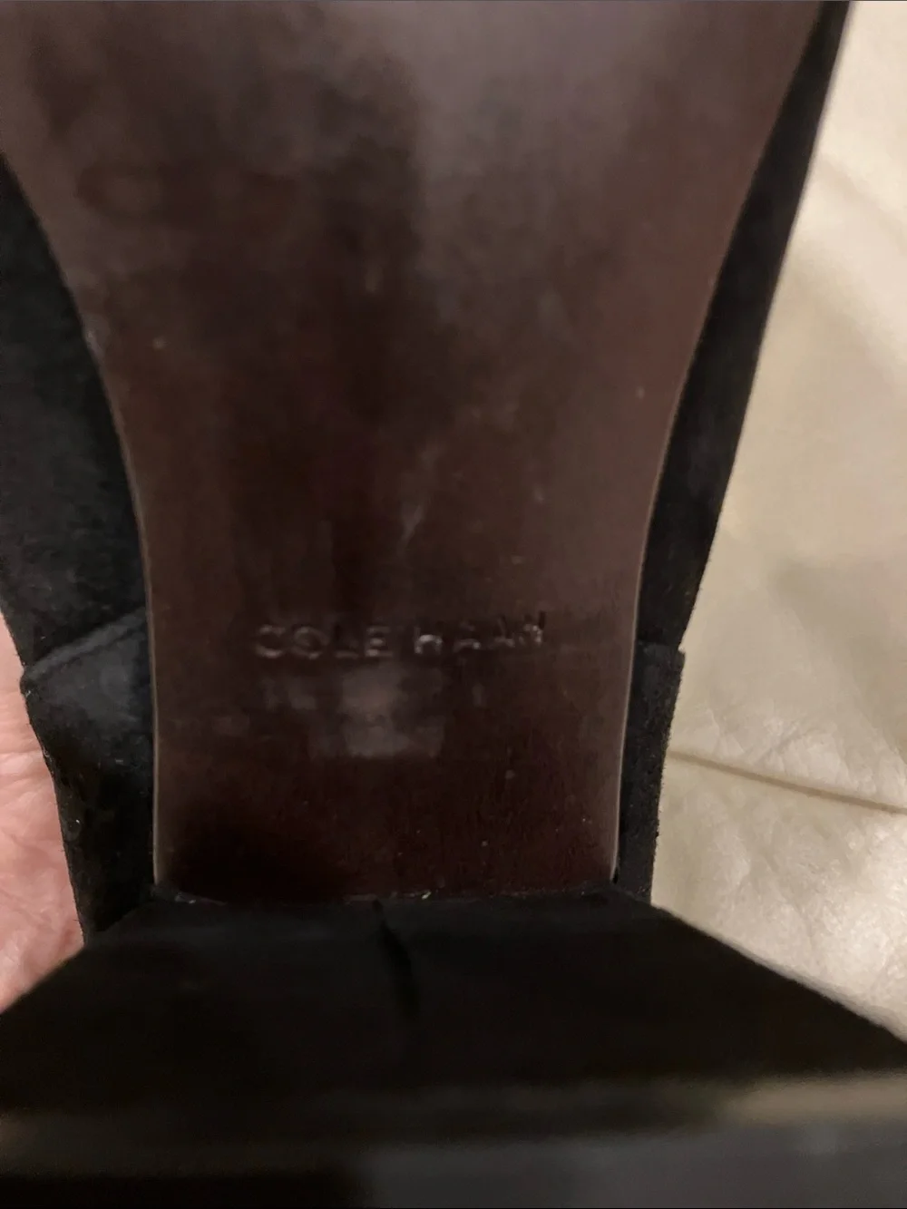 Cole Haan Black Over-the-Knee Suede Block Heel Boots